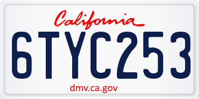 CA license plate 6TYC253