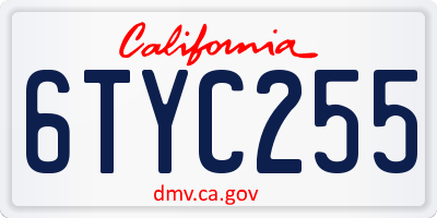 CA license plate 6TYC255