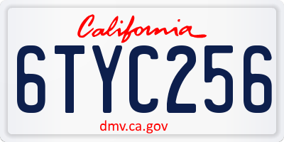 CA license plate 6TYC256