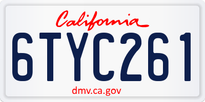 CA license plate 6TYC261