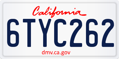 CA license plate 6TYC262