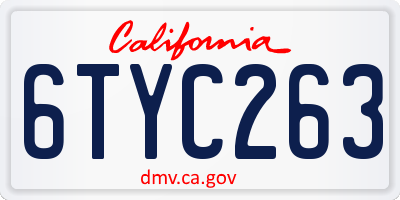 CA license plate 6TYC263