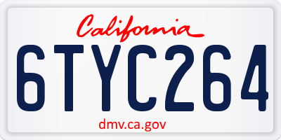 CA license plate 6TYC264
