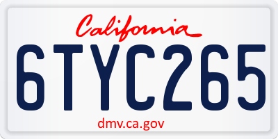 CA license plate 6TYC265