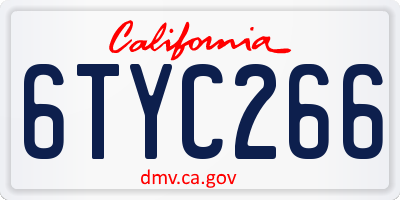 CA license plate 6TYC266