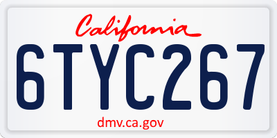 CA license plate 6TYC267