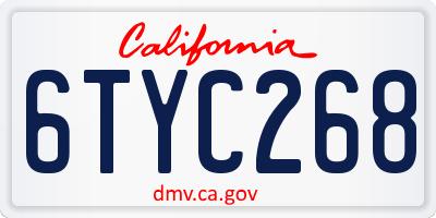 CA license plate 6TYC268