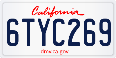 CA license plate 6TYC269