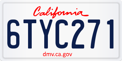 CA license plate 6TYC271