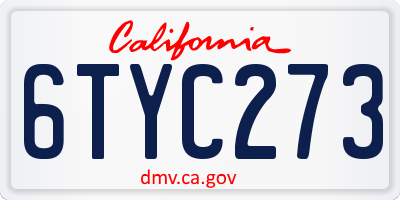 CA license plate 6TYC273