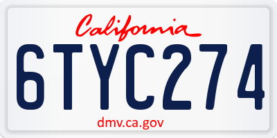 CA license plate 6TYC274