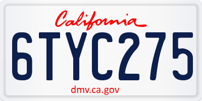CA license plate 6TYC275