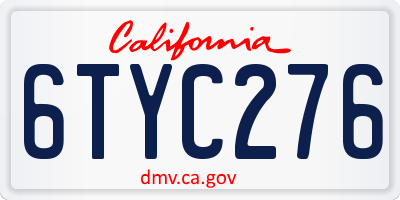 CA license plate 6TYC276