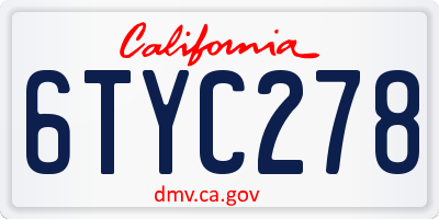 CA license plate 6TYC278