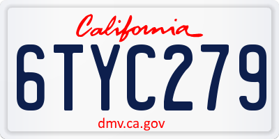 CA license plate 6TYC279