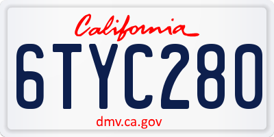 CA license plate 6TYC280