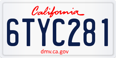 CA license plate 6TYC281