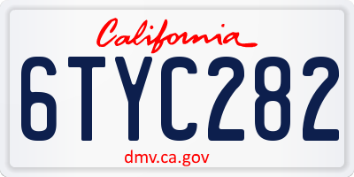 CA license plate 6TYC282