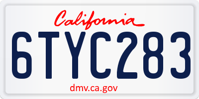 CA license plate 6TYC283