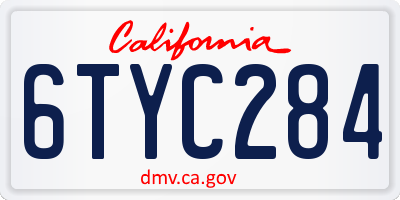 CA license plate 6TYC284