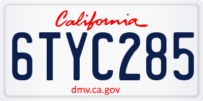 CA license plate 6TYC285