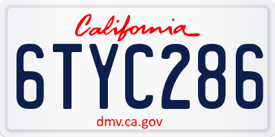 CA license plate 6TYC286