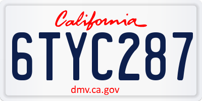 CA license plate 6TYC287