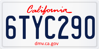CA license plate 6TYC290
