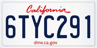CA license plate 6TYC291