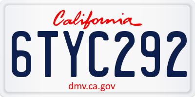 CA license plate 6TYC292