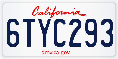 CA license plate 6TYC293