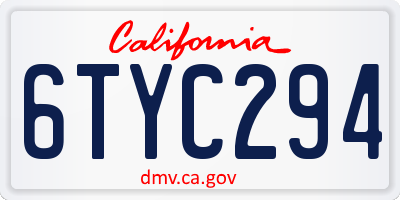 CA license plate 6TYC294