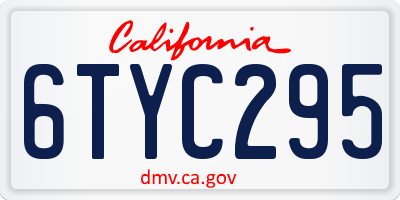 CA license plate 6TYC295