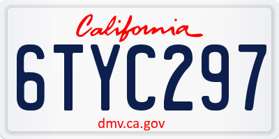 CA license plate 6TYC297