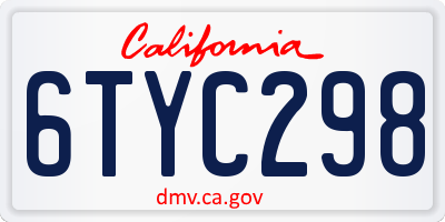 CA license plate 6TYC298