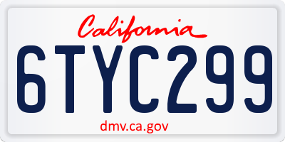 CA license plate 6TYC299