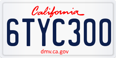 CA license plate 6TYC300