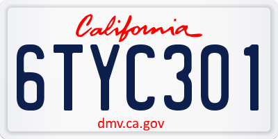 CA license plate 6TYC301