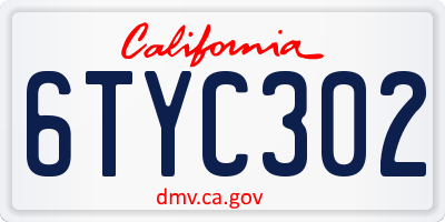 CA license plate 6TYC302