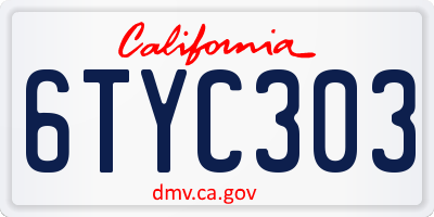 CA license plate 6TYC303