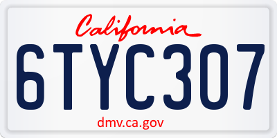CA license plate 6TYC307
