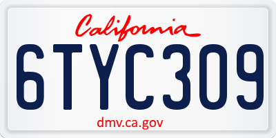 CA license plate 6TYC309