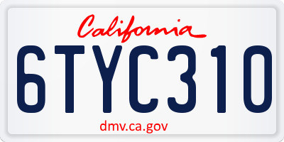 CA license plate 6TYC310