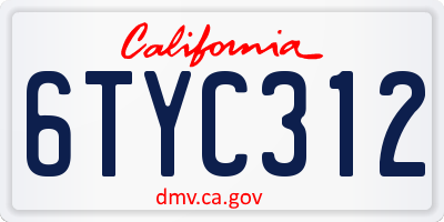 CA license plate 6TYC312