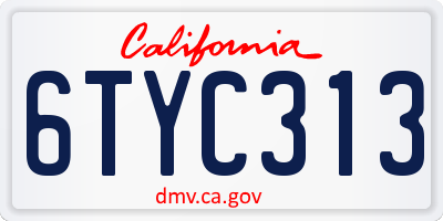 CA license plate 6TYC313