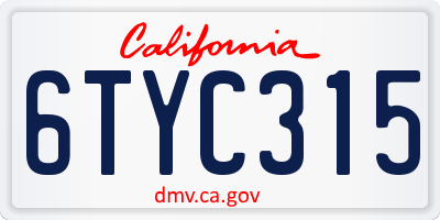 CA license plate 6TYC315