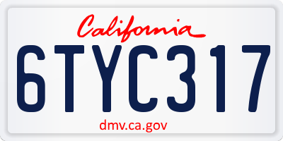 CA license plate 6TYC317