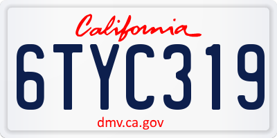 CA license plate 6TYC319