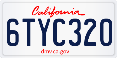 CA license plate 6TYC320
