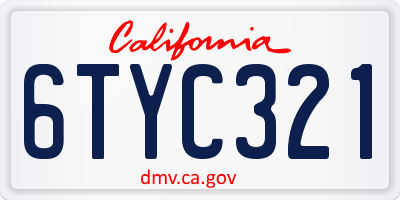 CA license plate 6TYC321
